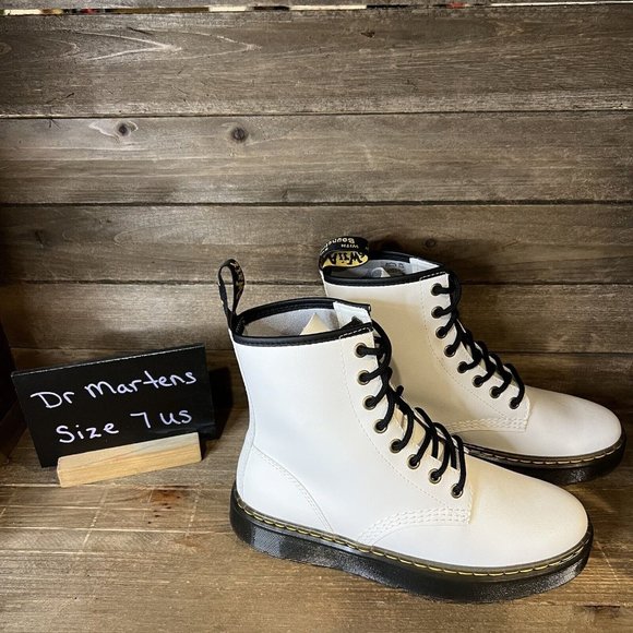 Dr. Martens Shoes - New Womens Dr Martens Zavala White Leather Air Wair Lace Up Boots Size 7 M NWOB